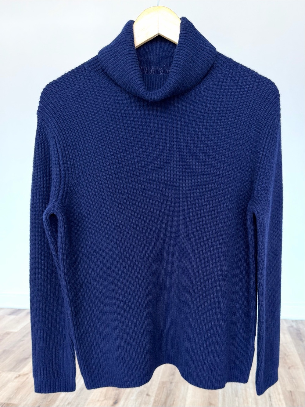 NWT! Quince 100% Mongolian Cashmere Fisherman Turtle Neck Sweater - Navy XS